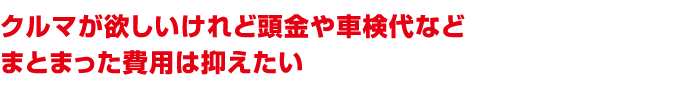 クルマが欲しいけれど頭金や車検代などまとまった費用は抑えたい